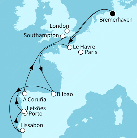 Westeuropas Vielfalt, Mein Schiff 3 vom 15.08.2027 bis 27.08.2027
