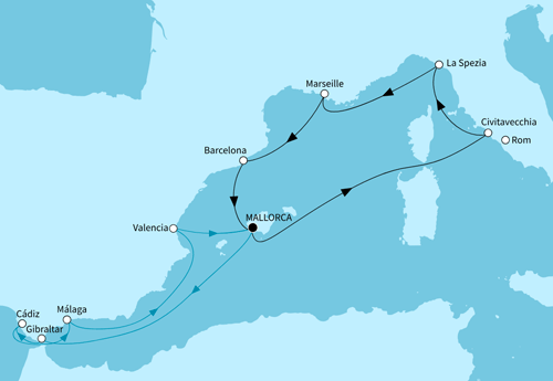 Höhepunkte des westlichen Mittelmeers, Mein Schiff 4 vom 01.11.2026 bis 15.11.2026