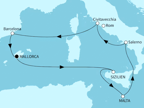 Inselgl&uuml;ck im Mittelmeer, Mein Schiff 4 vom 28.04.2027 bis 07.05.2027