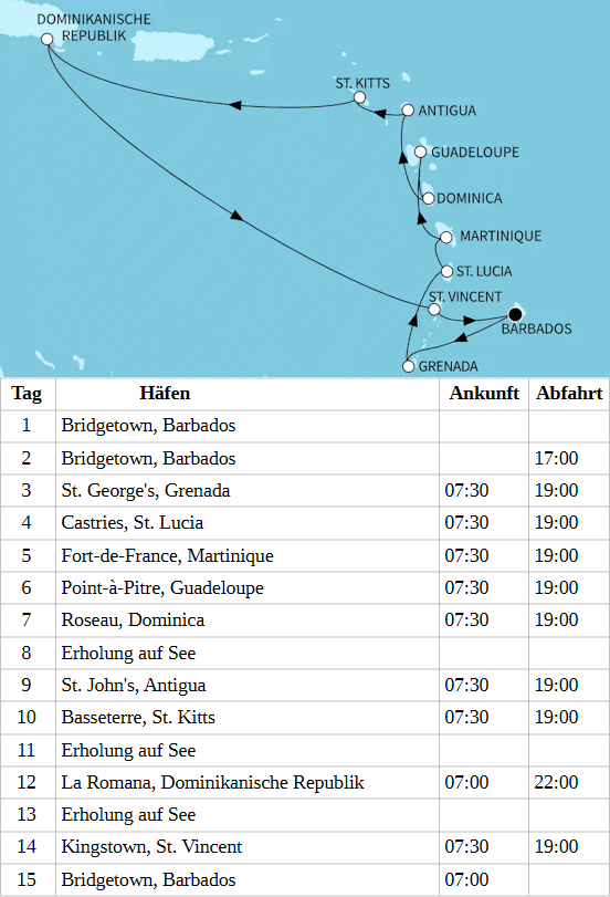 Mein Schiff 4 - Karibische Inseln ab/bis Bridgetown, Mein Schiff 4 vom 03.04.2028 bis 17.04.2028