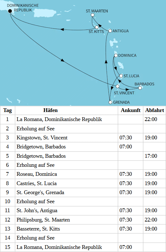 Mein Schiff 4 - Karibische Inseln ab La Romana, Mein Schiff 4 vom 18.02.2028 bis 03.03.2028