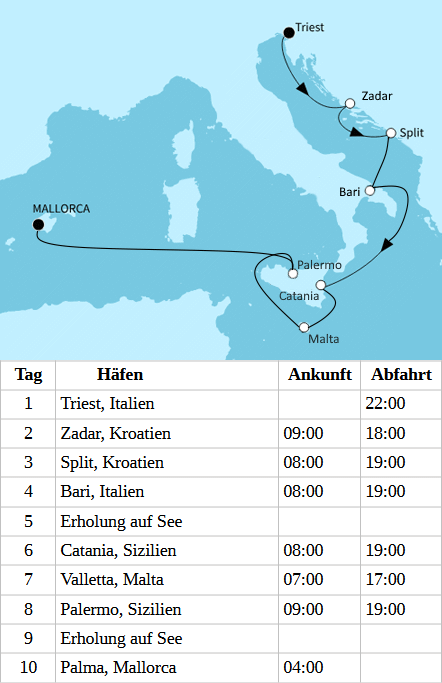 Mein Schiff 4 - Zwischen Adriak&uuml;ste und Inselperlen, Mein Schiff 4 vom 17.10.2027 bis 26.10.2027