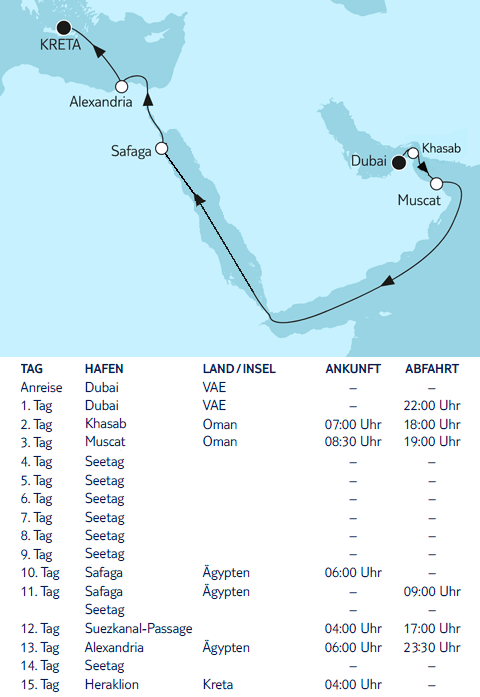 Mein Schiff 5 - Dubai bis Heraklion, Mein Schiff 5 vom 23.05.2024 bis 07.06.2024, TUI Cruises