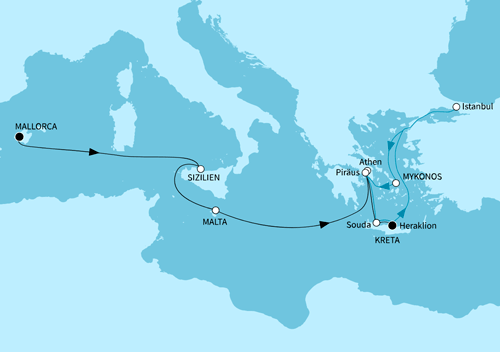 Mein Schiff 5 vom 17.04.2026 bis 01.05.2026, Mittelmeer intensiv ab Palma bis Heraklion