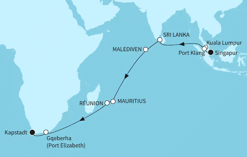 Mein Schiff 6 vom 26.05.2027 bis 17.06.2027, Indischer Ozean mit Mauritius - ab Singapur bis Kapstadt