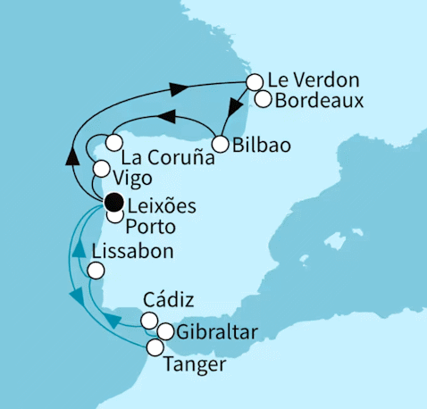 Rund um die Iberische Halbinsel, Mein Schiff 6 vom 05.08.2027 bis 19.08.2027