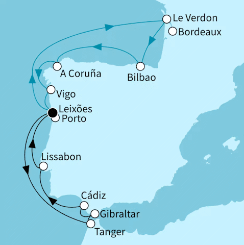 Rund um die Iberische Halbinsel, Mein Schiff 6 vom 29.07.2027 bis 12.08.2027