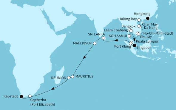 Weltentdecker-Route - Mein Schiff 6 vom 17.05.2028 bis 22.06.2028