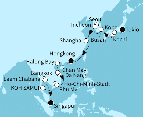 Weltentdecker-Route - Mein Schiff 6 vom 03.05.2028 bis 31.05.2028