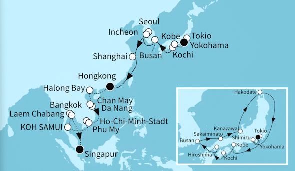Weltentdecker-Route - Mein Schiff 6 vom 19.04.2028 bis 31.05.2028