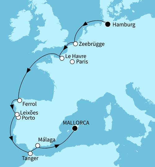 04.10.2026 bis 15.10.2026, Mein Schiff 7 von TUI Cruises - Europas Westküste ab Kiel