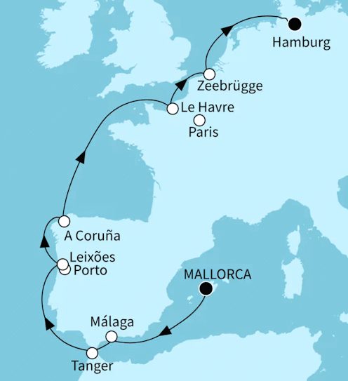 Europas Westk&uuml;ste, Mein Schiff 7 vom 18.04.2027 bis 29.04.2027