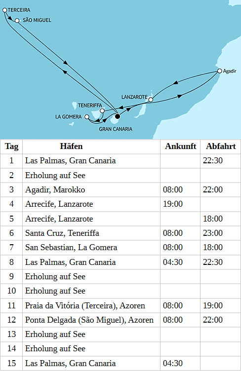Kanaren, Azoren und marokkanisches Flair, Mein Schiff 7 vom 16.03.2028 bis 30.03.2028