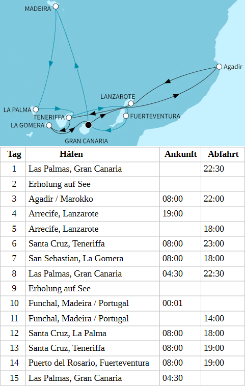 Kanaren, Madeira und marokkanisches Flair, Mein Schiff 7 vom 10.02.2028 bis 24.02.2028