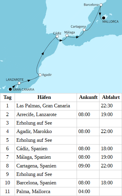 Kanarischer Fr&uuml;hling und Spaniens S&uuml;den, Mein Schiff 7 vom 30.03.2028 bis 09.04.2028