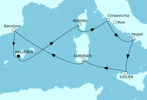 Italiens Sonnenseiten ab/bis Palma, Mein Schiff Flow am 19.08.2027