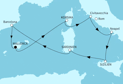 Italiens Sonnenseiten ab/bis Palma, Mein Schiff Flow am 24.06.2027