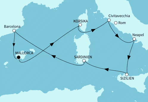 Italiens Sonnenseiten ab/bis Palma, Mein Schiff Flow am 25.06.2027