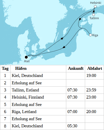 Sch&ouml;nheiten der Ostsee ab/bis Kiel, Mein Schiff Flow vom 01.11.2026 bis 08.11.2026