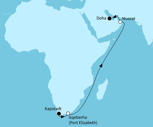 Wildes Südafrika und Orient, Mein Schiff Flow vom 23.10.2026 bis 10.11.2026