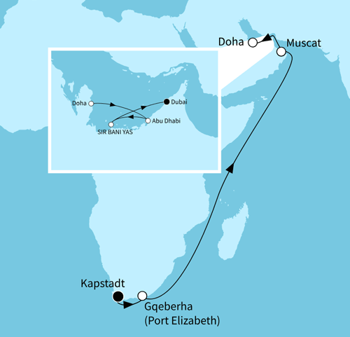 Wildes Südafrika und Orient, Mein Schiff Flow vom 24.10.2026 bis 15.11.2026