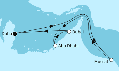 Mein Schiff Flow - Zauber des Orients mit Muscat im Oman ab/bis Doha von November 2026 bis April 2027