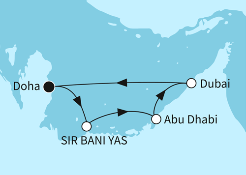Mein Schiff Flow - Zauber des Orients mit Sir Bani Yas ab/bis Doha von November 2026 bis M&auml;rz 2027