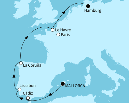 Die Sonnenseiten Westeuropas, Mein Schiff Relax vom 04.05.2026 bis 14.05.2026