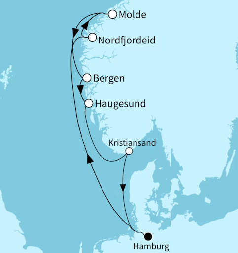 Fjordland Norwegen ab/bis Hamburg, Mein Schiff Relax vom 03.10.2027 bis 11.10.2027