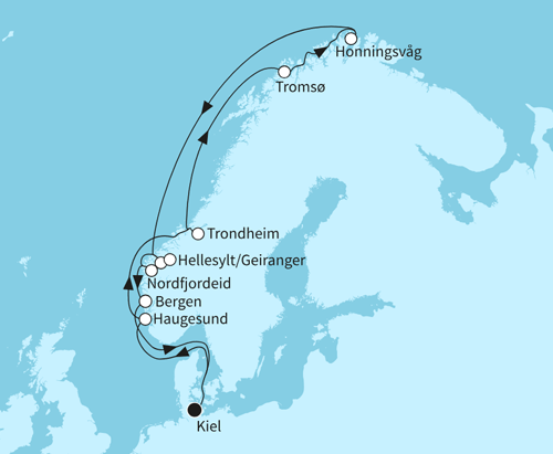 Weiße Nächte in Norwegens Fjordwelten, Mein Schiff Relax vom 12.07.2026 bis 26.07.2026