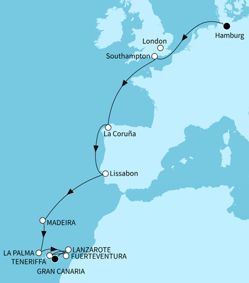 Perlen des Atlantiks, Mein Schiff Relax vom 01.11.2026 bis 15.11.2026
